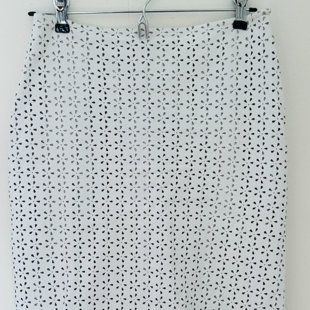 Vintage White Leather Daisy Pencil Skirt Size 2